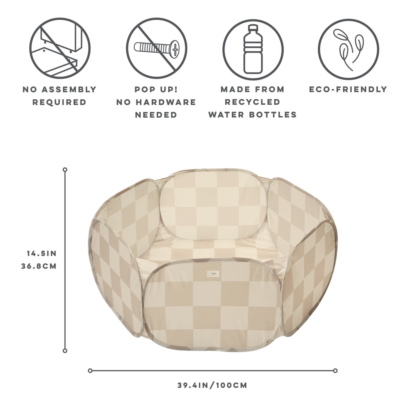 checkerboard beige recycled fabric ball pit