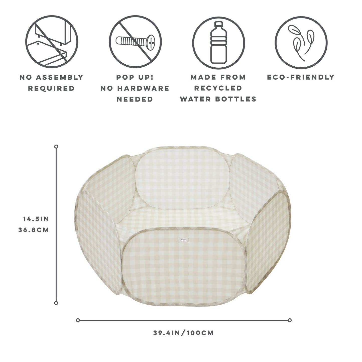 gingham beige recycled fabric ball pit