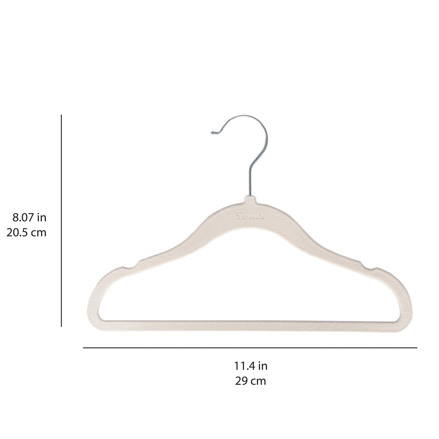 assorted velvet non-slip hangers (30 per set) - cream/grey/hazelnut