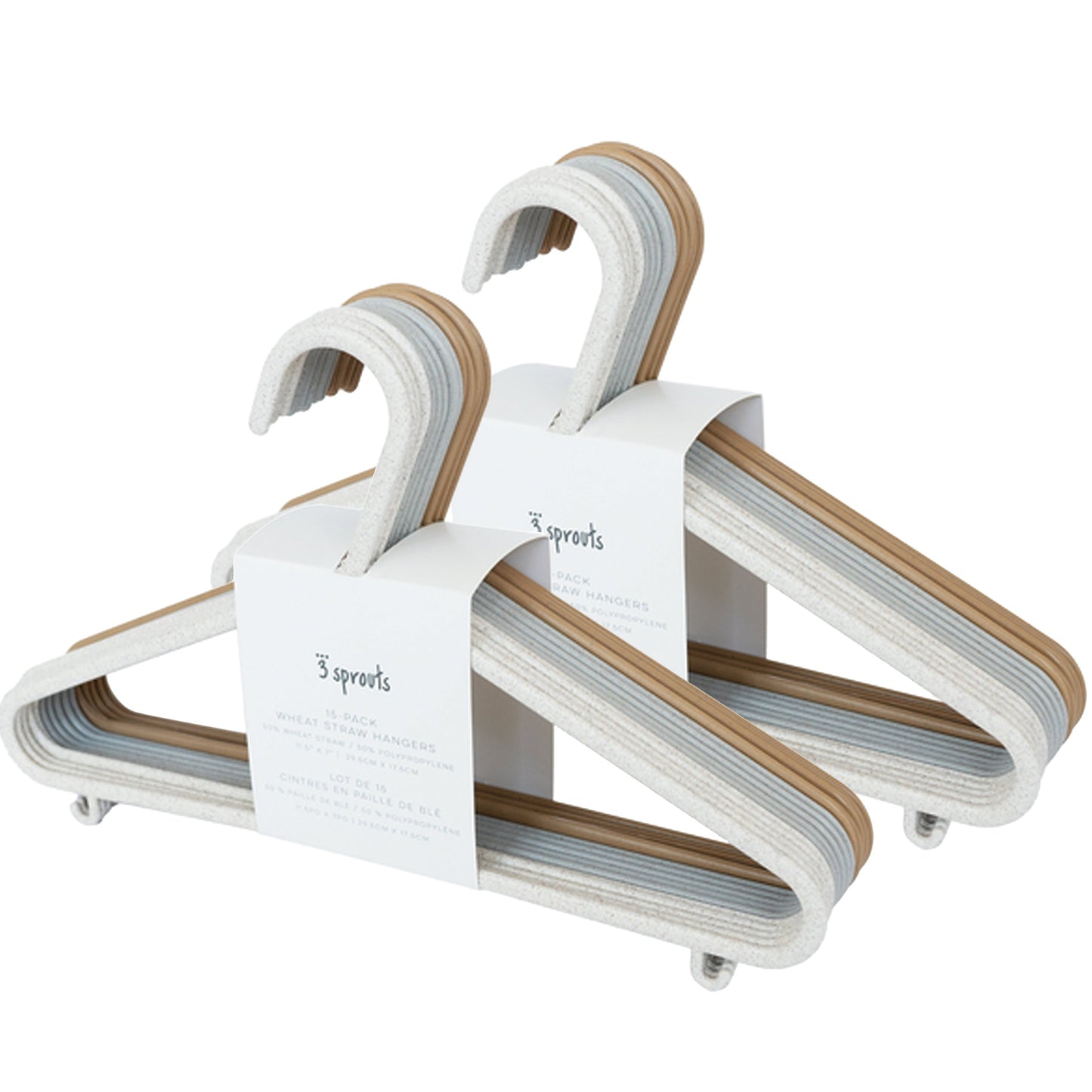 assorted wheat straw hangers (30 per set) - cream/grey/brown