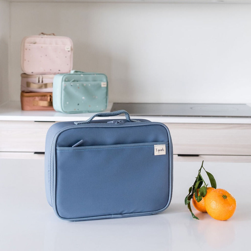 blue recycled fabric lunch bag