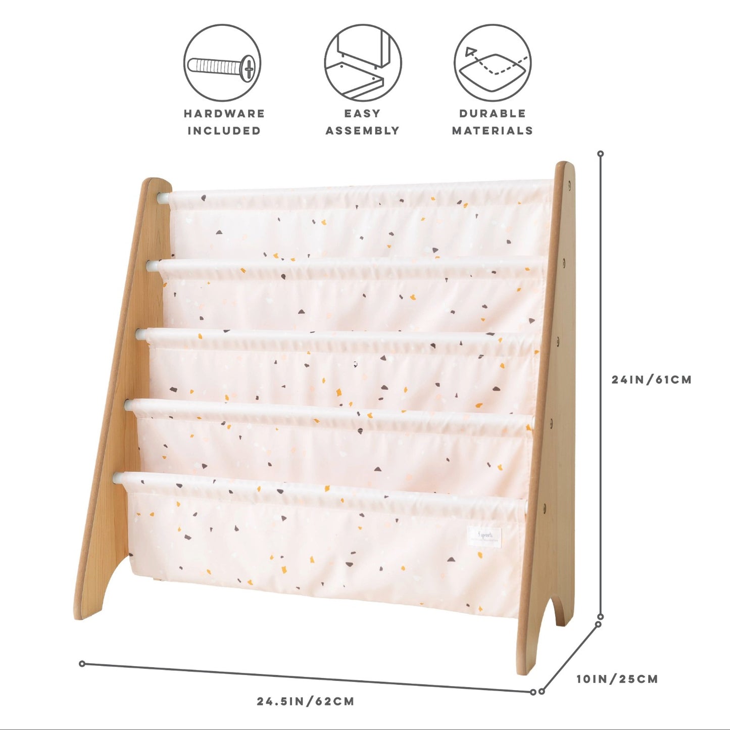 terrazzo pink recycled fabric book rack