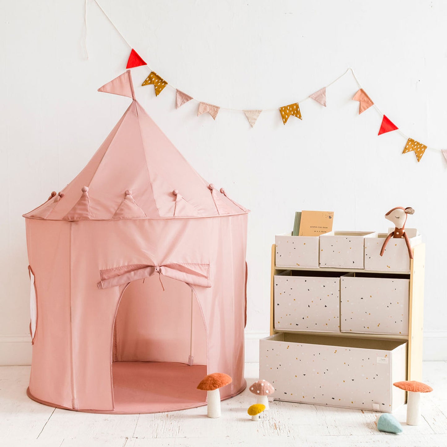 pink recycled fabric play tent