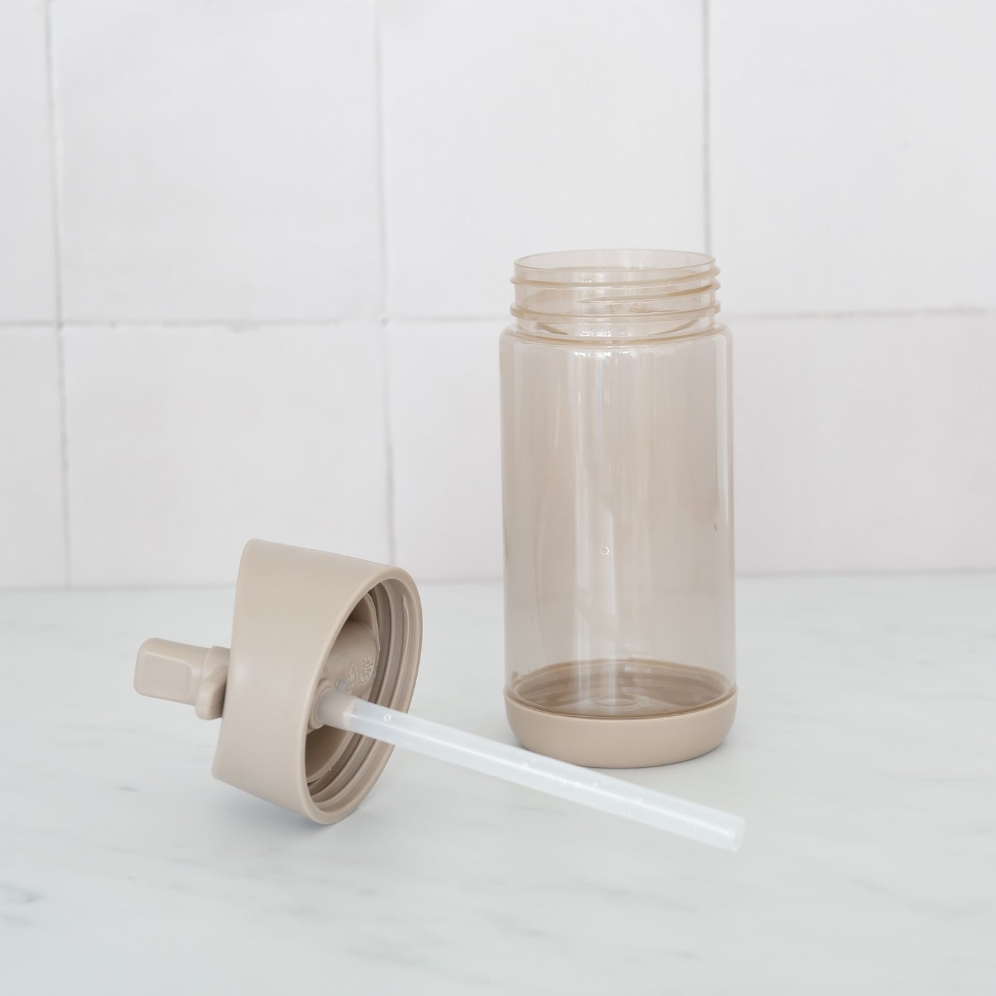 taupe recycled plastic water bottle