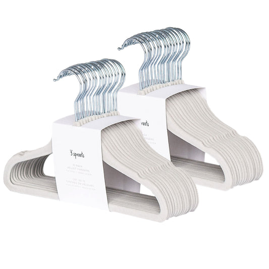 grey velvet non-slip hangers (30 per set)