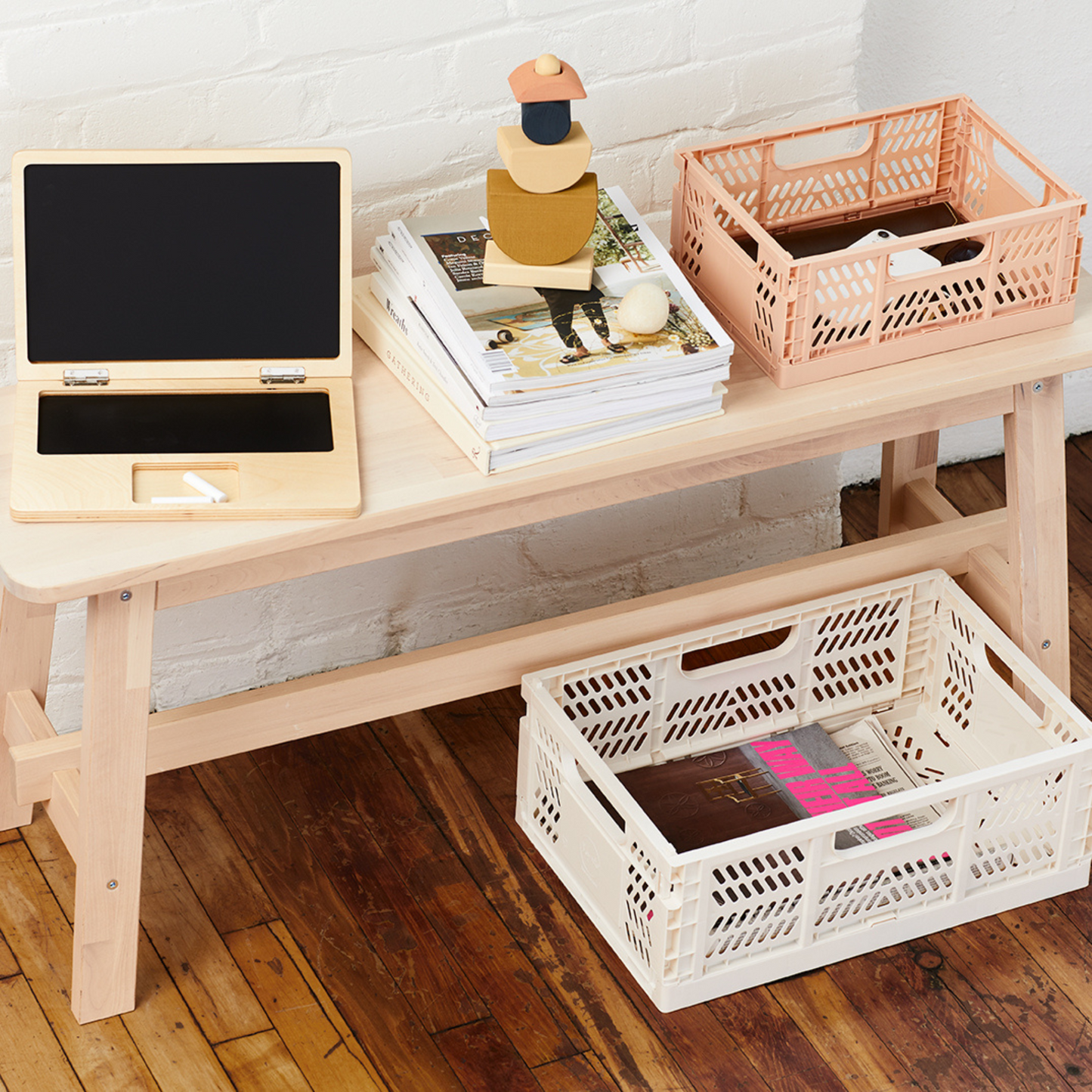 modern folding crate - clay - 2 sizes available