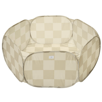 checkerboard beige recycled fabric ball pit