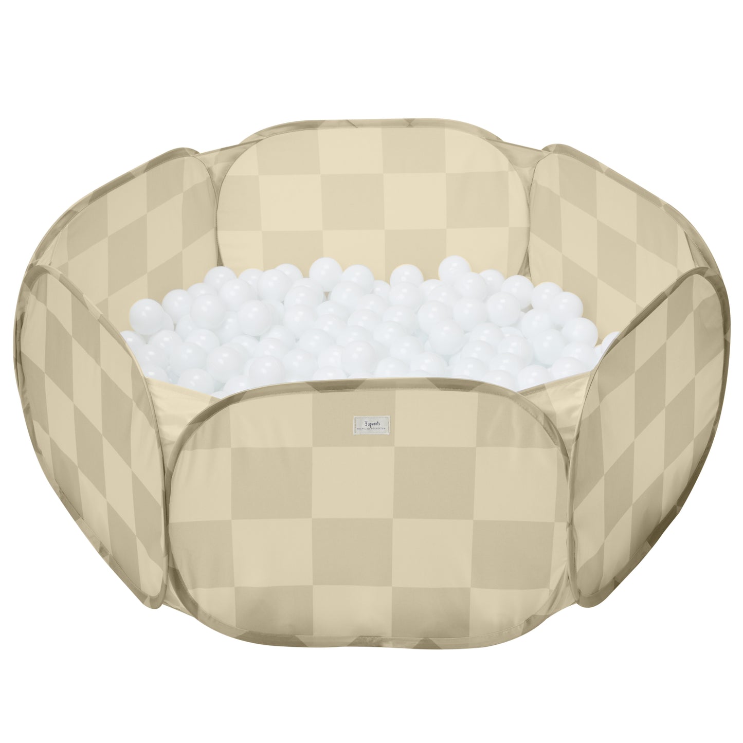 checkerboard beige recycled fabric ball pit