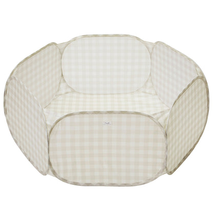 gingham beige recycled fabric ball pit
