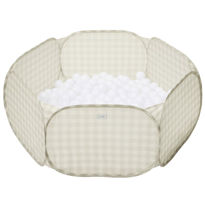 gingham beige recycled fabric ball pit