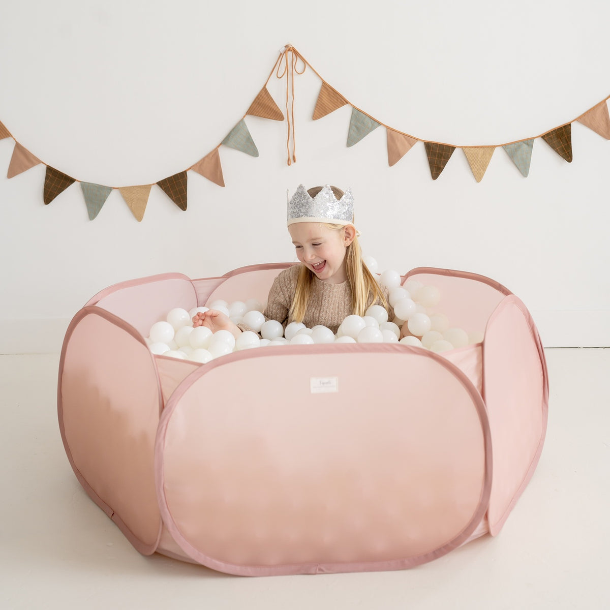 pink recycled fabric ball pit