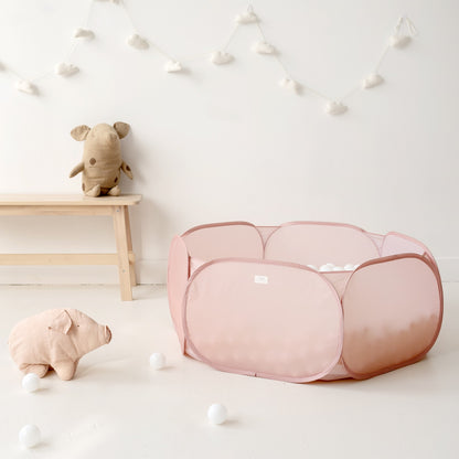 pink recycled fabric ball pit