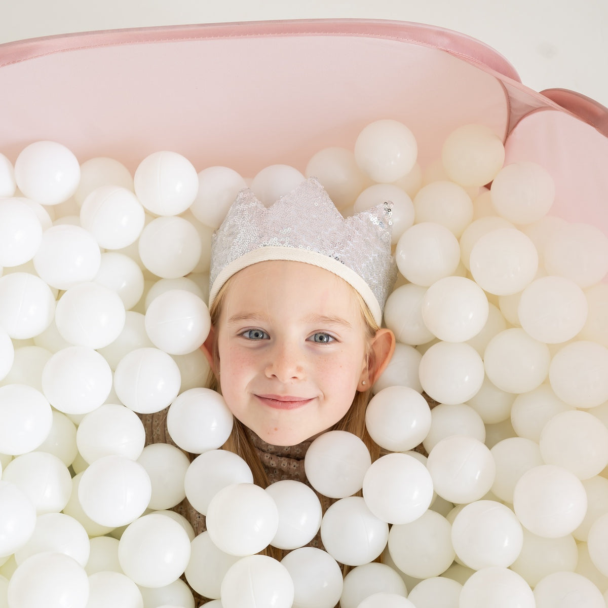 pink recycled fabric ball pit