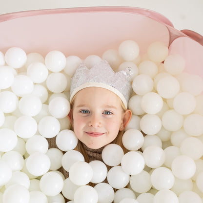 pink recycled fabric ball pit