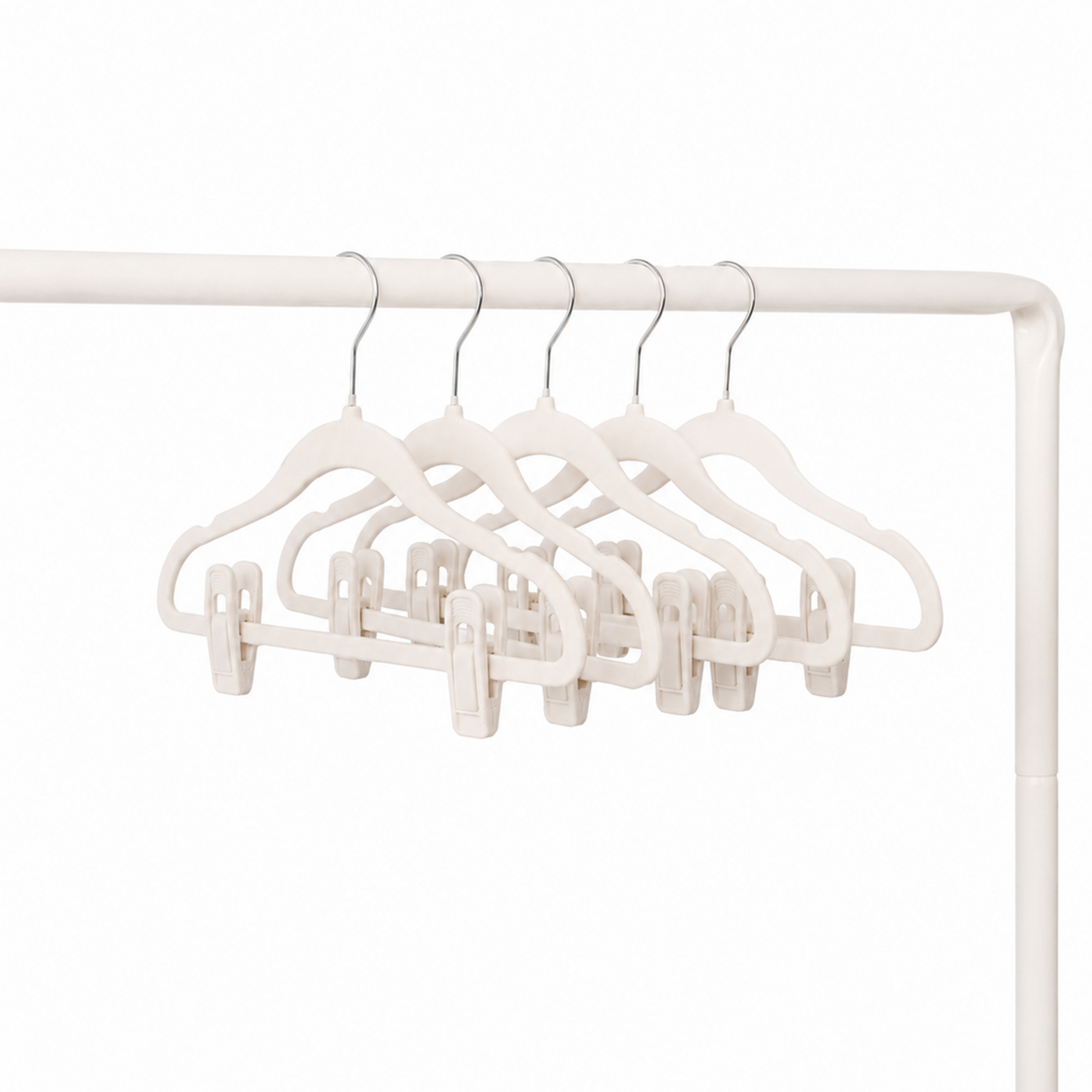 cream velvet non-slip hangers (30 per set) with 10 clips for children/baby