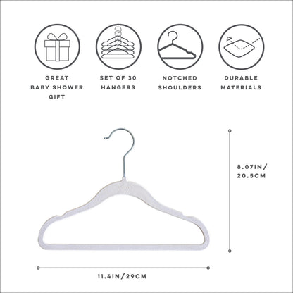 white velvet non-slip hangers (30 per set)