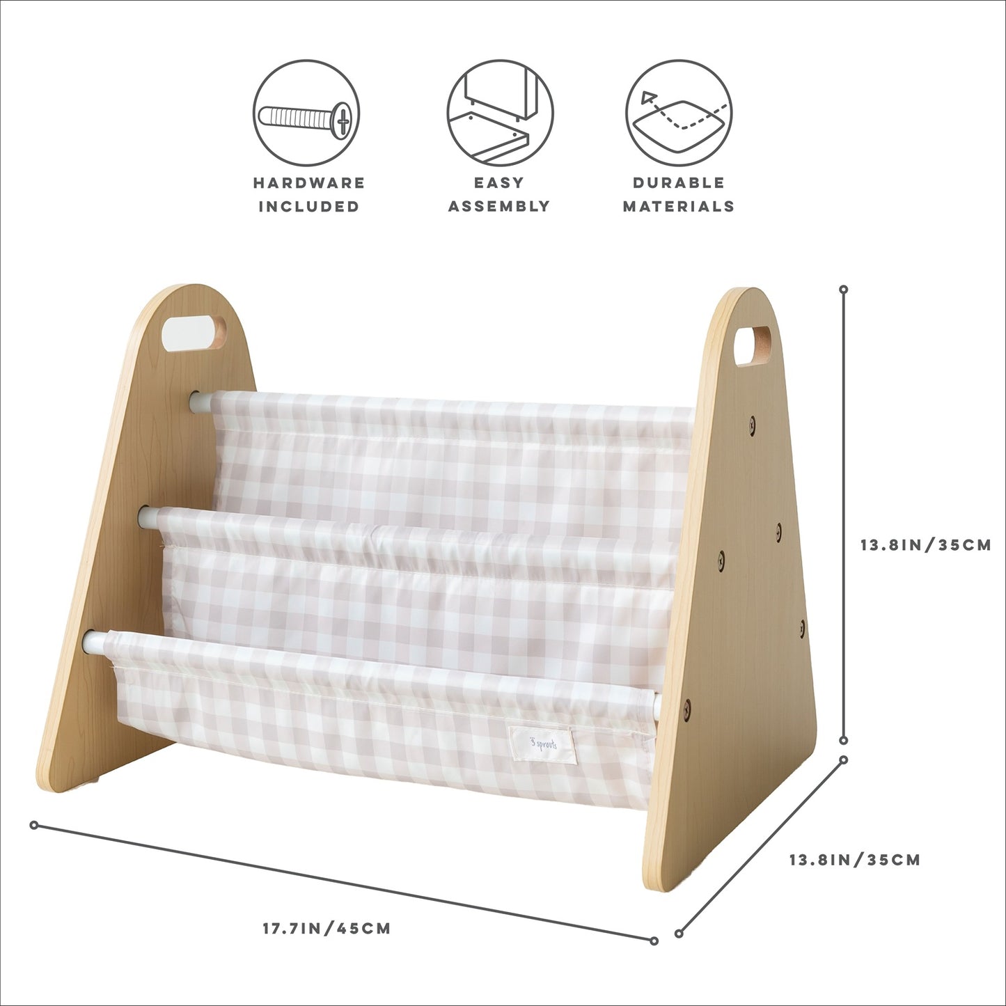 gingham beige double-sided portable book rack