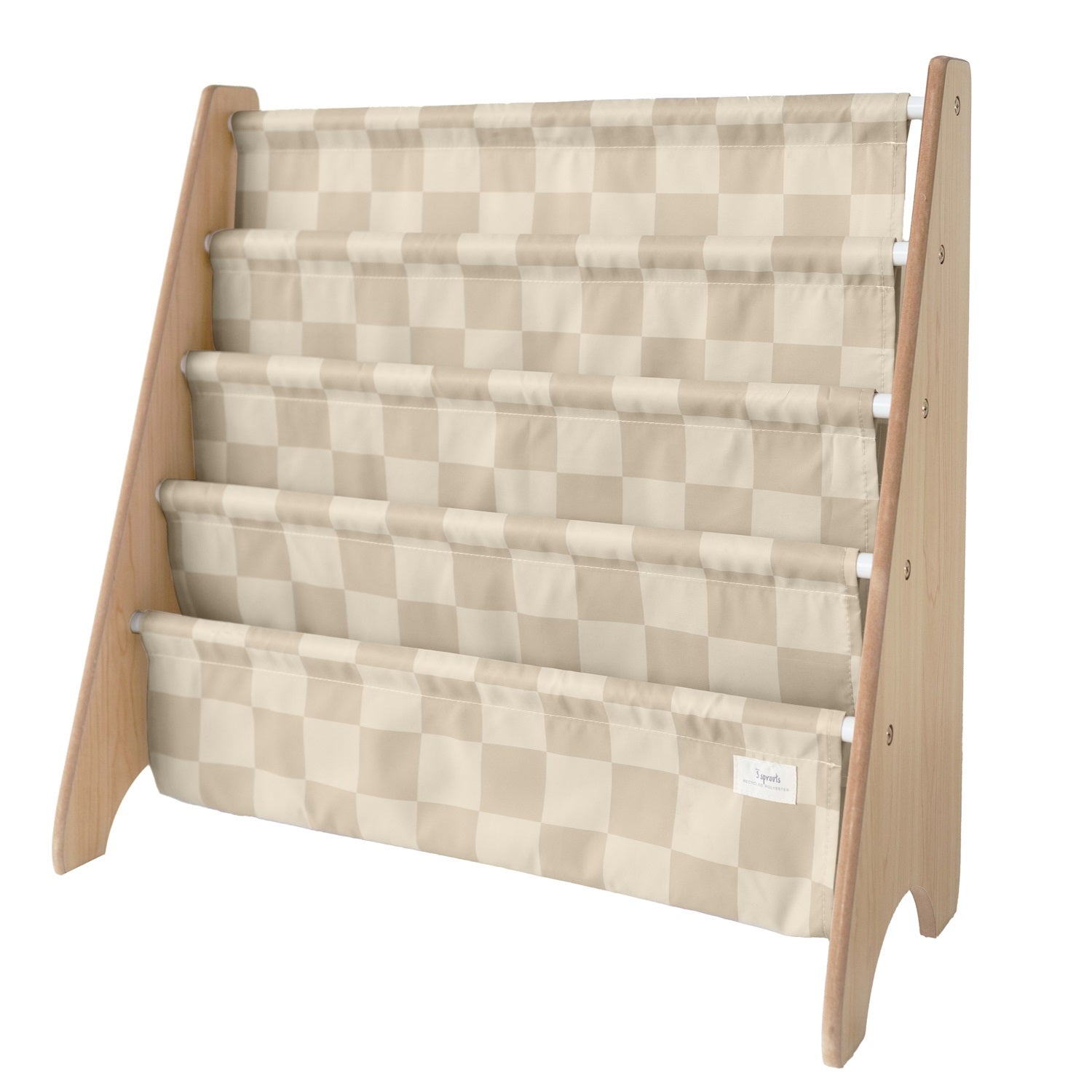 checkerboard beige recycled fabric book rack – 3sprouts.ca