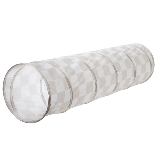 checkerboard beige recycled fabric play tunnel
