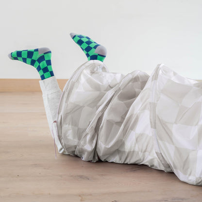 checkerboard beige recycled fabric play tunnel