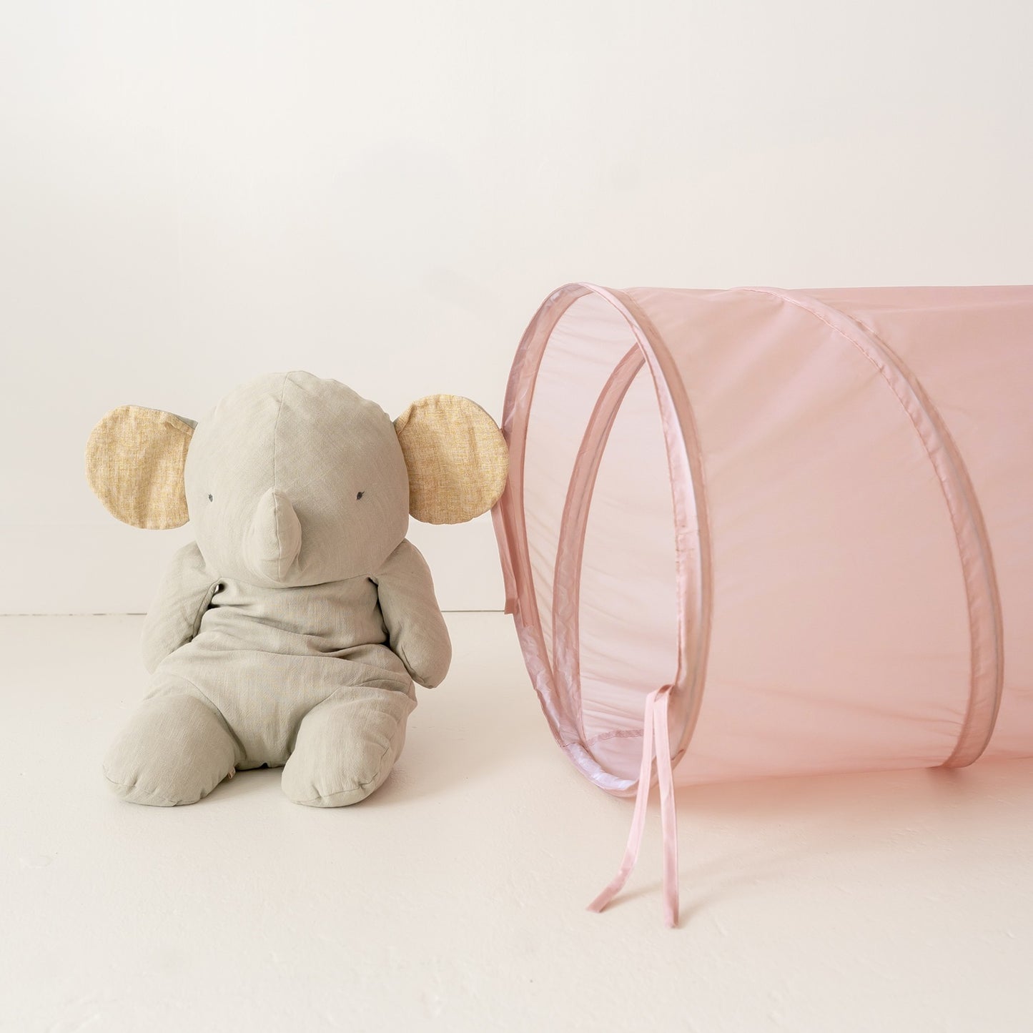pink recycled fabric play tunnel