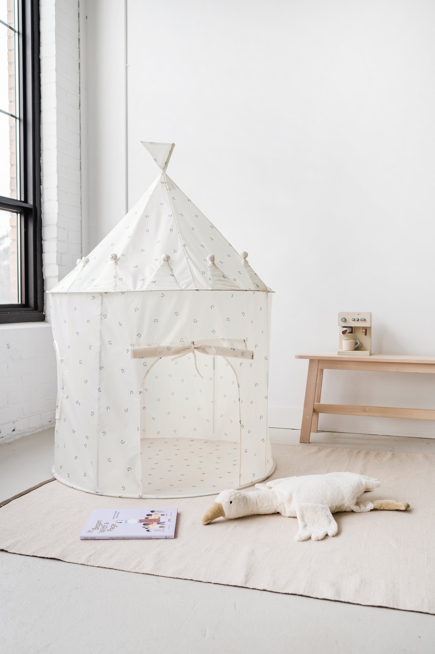 blueberry taupe recycled fabric play tent