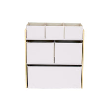 Load image into Gallery viewer, cream recycled fabric multi-bin toy organizer

