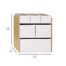 Load image into Gallery viewer, cream recycled fabric multi-bin toy organizer
