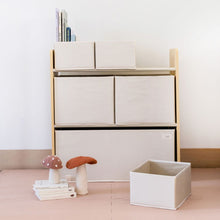 Load image into Gallery viewer, cream recycled fabric multi-bin toy organizer
