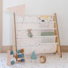 Load image into Gallery viewer, terrazzo cream recycled fabric book rack

