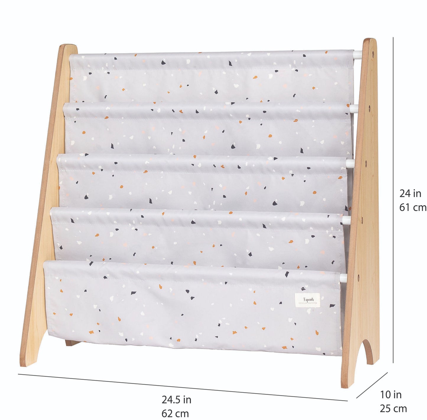 terrazzo light grey recycled fabric book rack