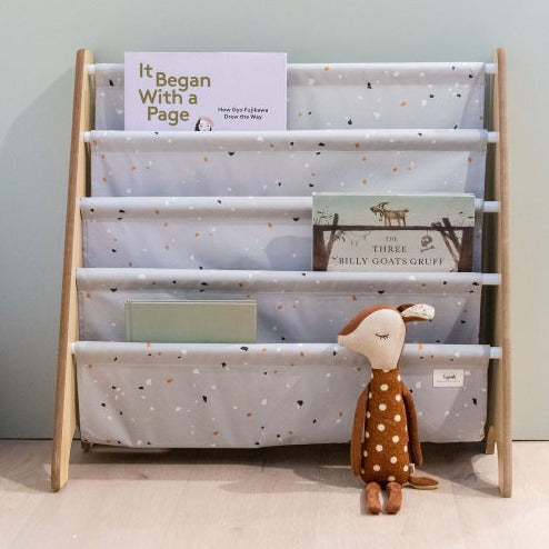 terrazzo light grey recycled fabric book rack