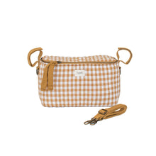 Load image into Gallery viewer, gingham mustard print quilted stroller organizer

