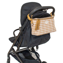 Load image into Gallery viewer, gingham mustard print quilted stroller organizer
