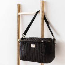 Load image into Gallery viewer, black quilted stroller organizer

