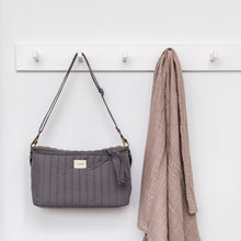 Load image into Gallery viewer, charcoal gray quilted stroller organizer
