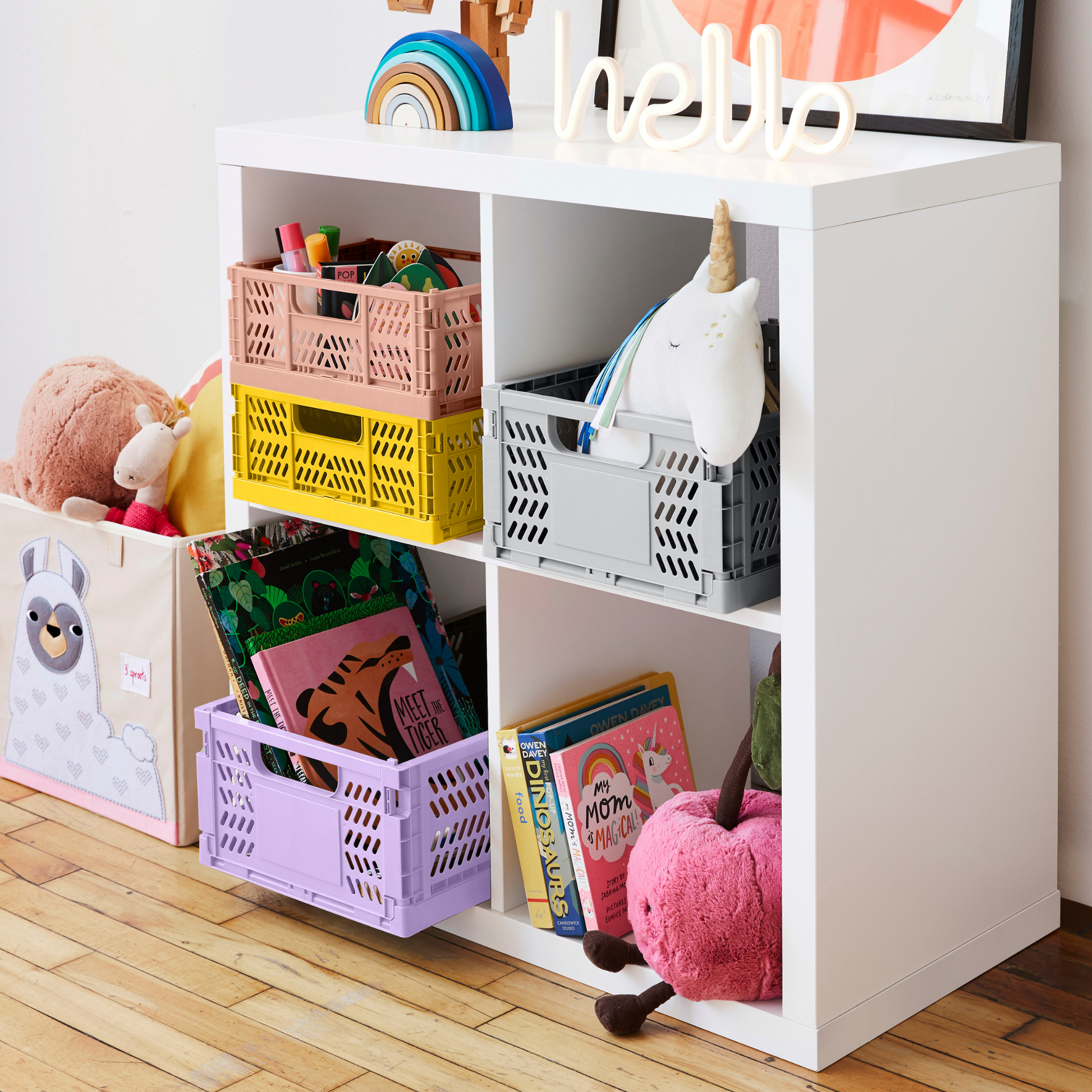 Pink sales folding crate